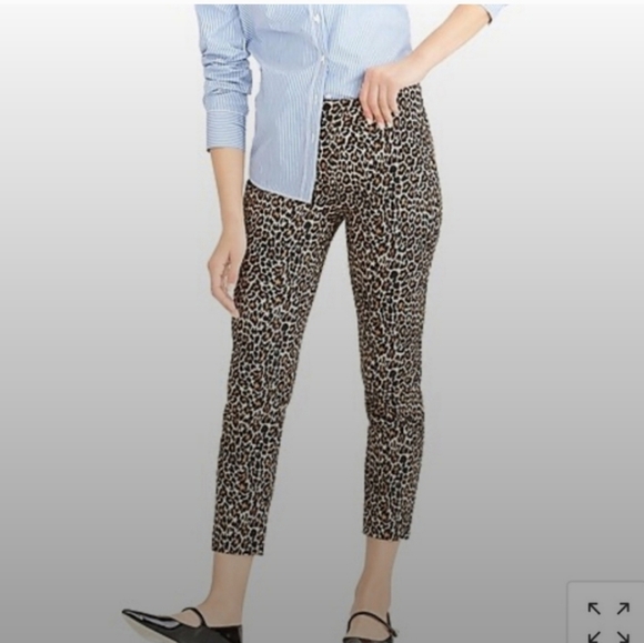 J. Crew Pants - J Crew Winnie Pant Leopard Ankle Side Zip Stretch Size 4P 4 Petite Womens Pants